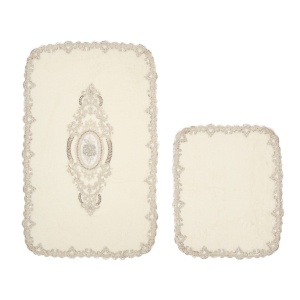 Set covorase baie 2 piese, Sophisticated Texture, UnicUtil, Cream - Img 2