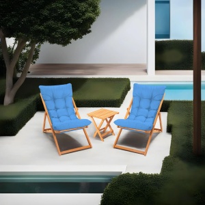 Set Gradina - Masa si Scaune (3 Bucati), Bits cloud, UnicUtil, Culoarea Albastru Natural - Img 1