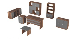 Set mobilier de birou UnicUtil Nuc - Gri Antracit 7 piese - Img 3