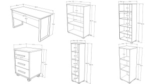 Set mobilier de birou UnicUtil Stejar - Alb 6 piese - Img 7