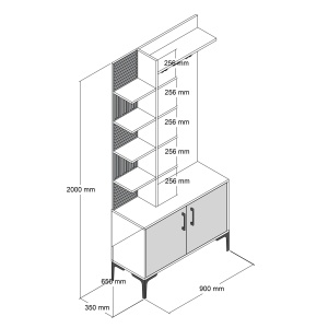 Stand de hol, Viyana D, UnicUtil, Alb, Lățime: 90 cm, Înălțime: 200 cm, Adâncime: 35 cm - Img 6