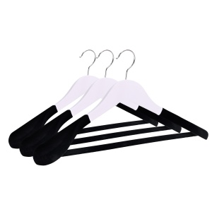 Umeraș anti-alunecare din lemn cu carlig metalic si bara pentru pantaloni, Alb, 1 bucata - Img 2