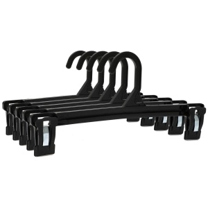 Umeraș din plastic cu clipsuri, pentru fuste/pantaloni, Negru, 1 bucata