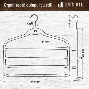 Umeraș organizator pentru pantaloni, din plastic dur acoperit cu catifea anti-alunecare, Negru, 1 bucata - Img 7