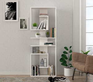 Biblioteca, Geometric Charm, UnicUtil, 60 x 19.6 x 161.8 cm, Alb