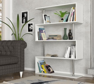 Biblioteca, Geometric Haven, UnicUtil, 90 x 25 x 129 cm, Alb - Img 3