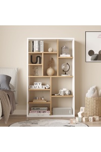 Bibliotecă îngustă, 75x22x123.6 cm, Rattan-Alb, PAL melaminat, UnicUtil - Img 2