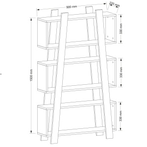 Bibliotecă, Ladder Frame, UnicUtil, 90 x 22 x 150 cm, Alb, UUBIIB13 - Img 5