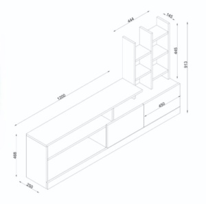 Biblioteca Living UnicUtil,164 x 25 x 91 cm, Alb, front PAL - Img 2
