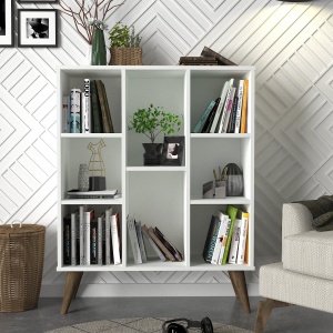 Bibliotecă, Open Charm, UnicUtil, 91 x 29.5 x 113.6 cm, Alb, UUBIB08 - Img 1