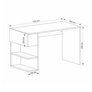 Birou, Clean Lines, UnicUtil, 121.8 x 60 x 73.8 cm, Alb & Maro, UUDESK08 - Img 7