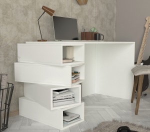 Birou, Geo Space, UnicUtil, 130 x 60 x 75 cm, Alb, UUDESK20 - Img 3