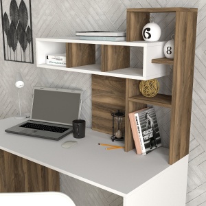 Birou, Modular Harmony, UnicUtil, 140 x 60 x 153.8 cm, Alb și Maro, UUDESK11 - Img 3