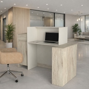 Birou receptie, Sayanora Front Desk, UnicUtil, Travertin Crem, 150 cm - Img 6