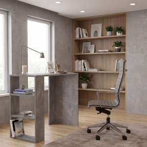 Birou Simplu, Design Modern, UnicUtil, 90 x 40 x 73.8 cm, Gri Beton - Img 5