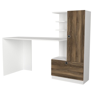 Birou, Smart BrownSpace, UnicUtil, 149.5 x 60 x 120 cm, Alb si Maro - Img 7