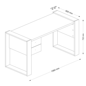 Birou Spațios, Urban Workspace, UnicUtil, 155 x 60 x 72 cm, Alb - Img 2
