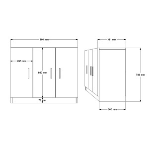 Comoda cu 3 usi UnicUtil Nuc - Gri Antracit pentru birou 89.1 x 38.1 x 73.8 cm - Img 7