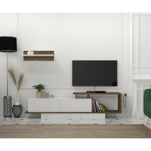 Comodă TV, Asos Tv Unit, UnicUtil, Alb-Maro
