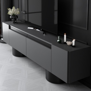Comoda TV, Bohem Anthracite, UnicUtil, Antracit-Negru, Lățime: 180 cm, Înălțime: 50 cm, Adâncime: 30 cm - Img 4