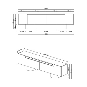 Comoda TV, Bohem White, UnicUtil, Alb-Auriu, Lățime: 180 cm, Înălțime: 50 cm, Adâncime: 30 cm - Img 8
