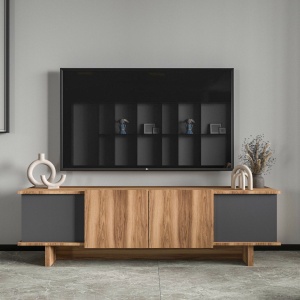 Comoda TV, Diana Anthracite, UnicUtil, Antracit-Nuc, Lățime: 180 cm, Înălțime: 50 cm, Adâncime: 33 cm - Img 3