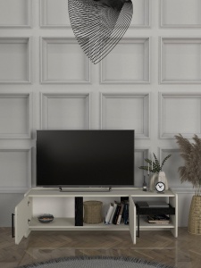 Comoda TV, Simple Form, UnicUtil, Crem-Negru - Img 4