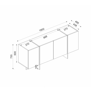 Comoda, Urban Shine, UnicUtil, 180 x 46.6 x 75.5 cm, Crem - Img 2