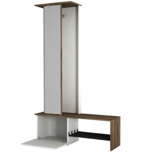 Cuier Multifunctional cu Oglinda si Pantofar, Smart Refine, UnicUtil, 120 x 34.8 x 199.3 cm, Alb-Maro, UUORG45 - Img 7