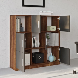 Dulap cu 9 compartimente UnicUtil Nuc - Gri Antracit pentru birou 119.9 x 37.6 x 121.8 cm - Img 4