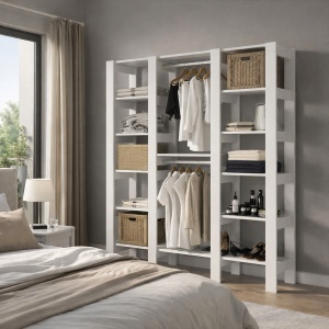 Dulap dressing, Tulca City White, UnicUtil, Alb, Lățime: 158,6 cm, Înălțime: 180 cm, Adâncime: 33,2 cm - Img 3
