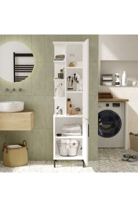 Dulap multifuncțional Alb 45x35.5x173.6 cm, PAL melaminat — Wilma 1, UnicUtilY - Img 4