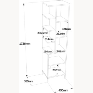 Dulap multifuncțional Alb 45x35.5x173.6 cm, PAL melaminat, Wilma 1, UnicUtilY - Img 6