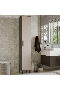 Dulap multifuncțional îngust pentru baie și bucătărie, 29.5x29.5x183.6 cm, Maro-Crem-Antracit, UnicUtil