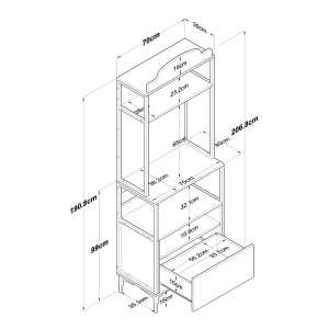 Dulap multifuncțional, Je154 3130, UnicUtil, Nuc, Lățime: 70 cm, Înălțime: 206,8 cm, Adâncime: 40 cm - Img 9