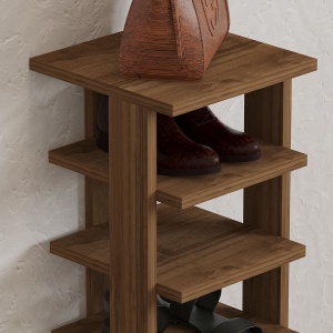 Dulap pentru pantofi, Ayka Walnut, UnicUtil, Nuc, Lățime: 29,6 cm, Înălțime: 110 cm, Adâncime: 29,6 cm - Img 3