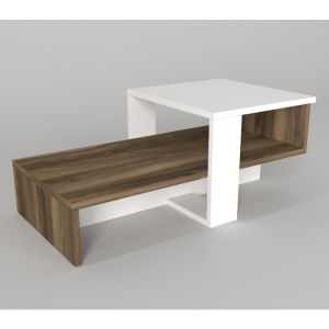 Masa de Cafea, Chain UnicUtil, 80 x 43.6 x 32.6 cm, Ideala Pentru Living Modern, Dormitor sau Hol, PAL, Culoare Alb si Maro - Img 7