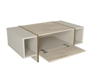 Masa de cafea, Cubic Charm, UnicUtil, 103.8 x 60 x 37.3 cm, Crem, UUMC34 - Img 6
