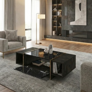 Masa de cafea UnicUtil Luxury Editon, 104 x 60 x 37 cm, Negru - Img 3