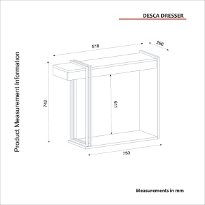 Masă decorativă Desca din pal melaminat finisaj travertin-sandstone, eleganță modernă pentru interior rafinat, 91.8 x 29.6 x 74.2 cm - Img 2