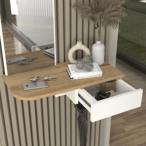 Masă decorativă Grovia din pal melaminat alb cu oglindă, design elegant și funcțional, 60 x 29.6 x 81.8 cm - Img 6