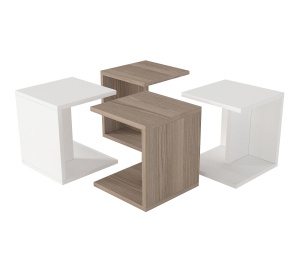 Masuta de Cafea Multifunctionala, UnicUtil, 59 x 31 x 59 cm, Alb si Maro - Img 8