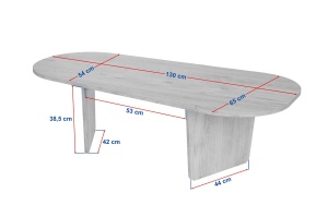Măsuţă de cafea, Ovalis Walnut, UnicUtil, Nuc, Lățime: 130 cm, Înălțime: 40 cm, Adâncime: 65 cm - Img 8