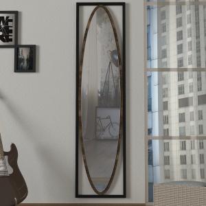 Oglindă Decorativă de Perete, Edge Reflection, UnicUtil, 39 x 151 cm, Negru-Maro, UUOGL12 - Img 3