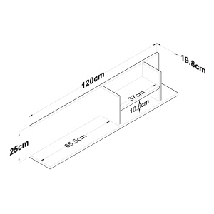 Raft perete, Classic Base, UnicUtil, 120 x 25 x 19 cm, Alb Nuc - Img 3