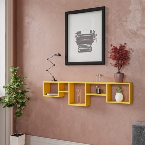 Rafturi perete, Refined Craft, UnicUtil, 120 x 32 x 17 cm, Galben - Img 1