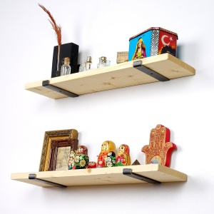 Rafturi perete, Rustic Charm, UnicUtil, 60 x 16 x 14 cm, Negru Stejar - Img 3