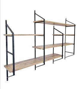 Rafturi perete, Rustic Edge, UnicUtil, 180 x 120 x 28 cm, Negru Pin - Img 9