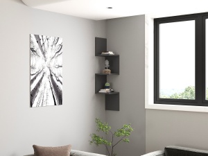 Rafturi perete, Simple Form, UnicUtil, 105 x 25 x 25 cm, Gri - Img 3