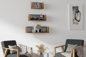 Rafturi perete, Vintage Frame, UnicUtil, 30 x 17 x 10 cm, Nuc Negru - Img 1